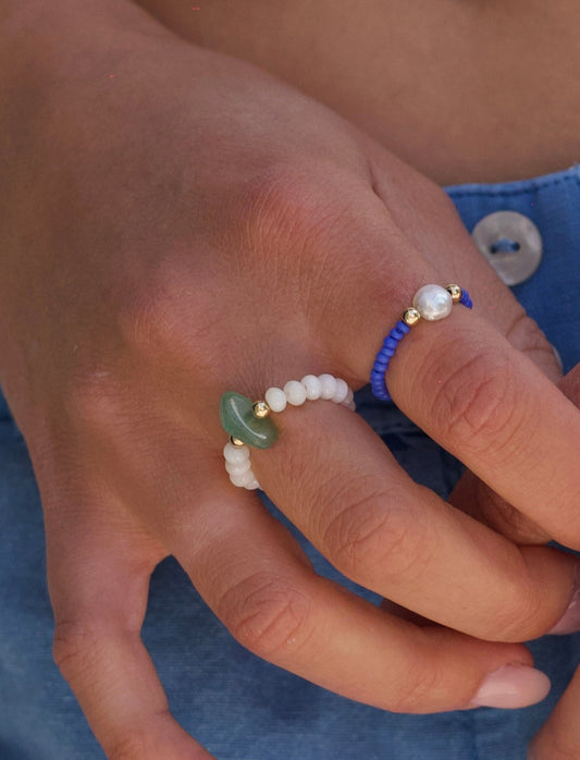 Stretchy Jade Chip Ring
