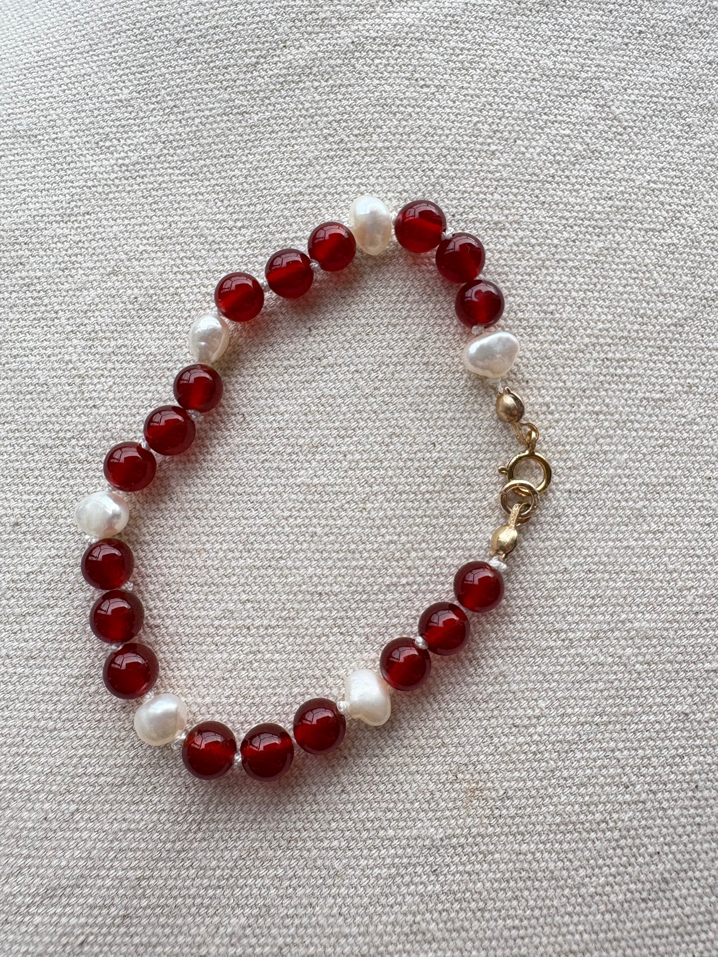 Red Carnelian & Pearl Bracelet