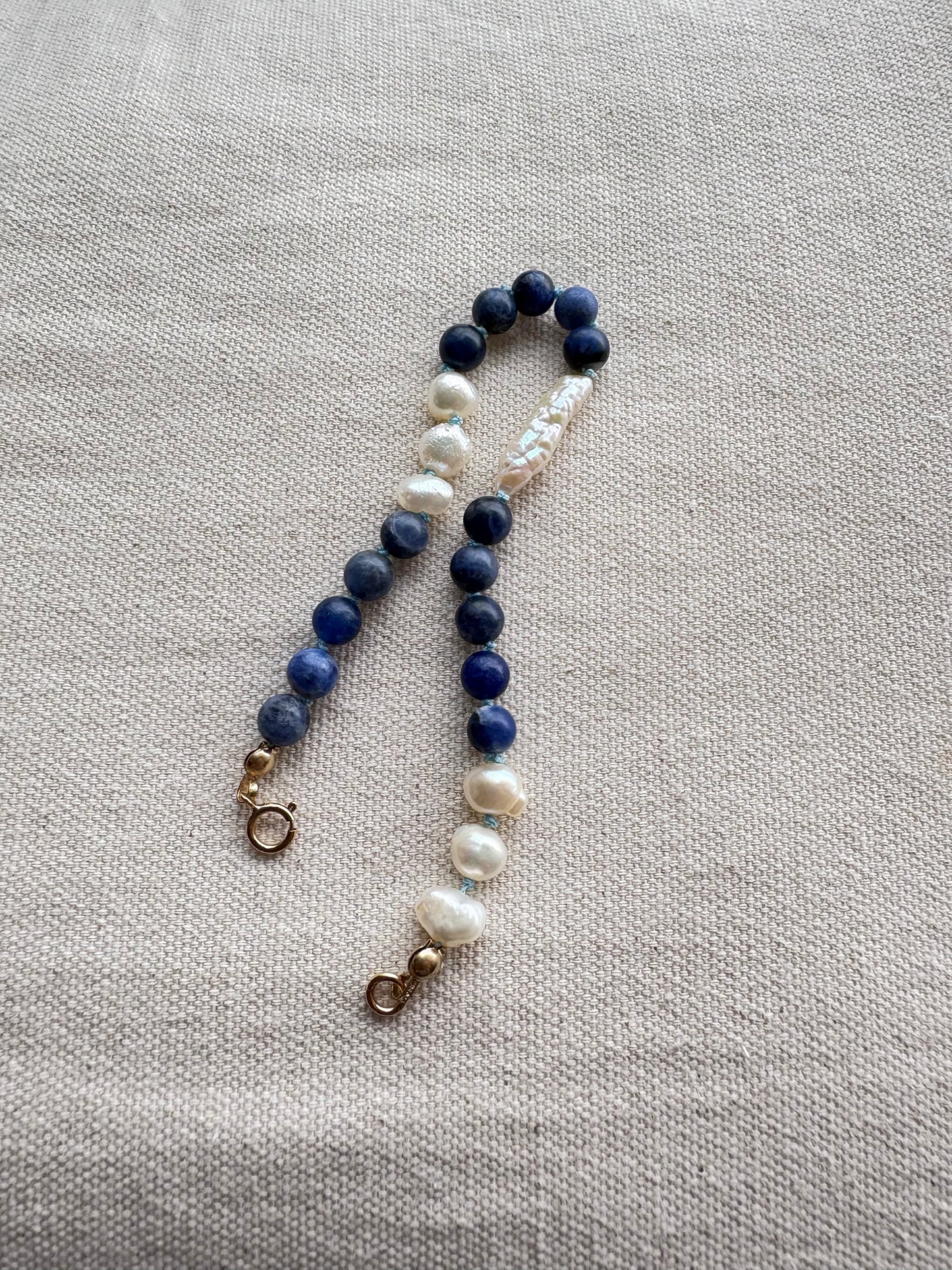 Blue Sodalite & Pearl Bracelet
