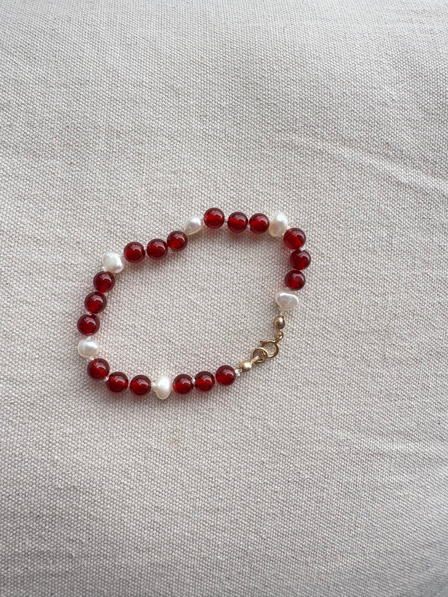 Red Carnelian & Pearl Bracelet