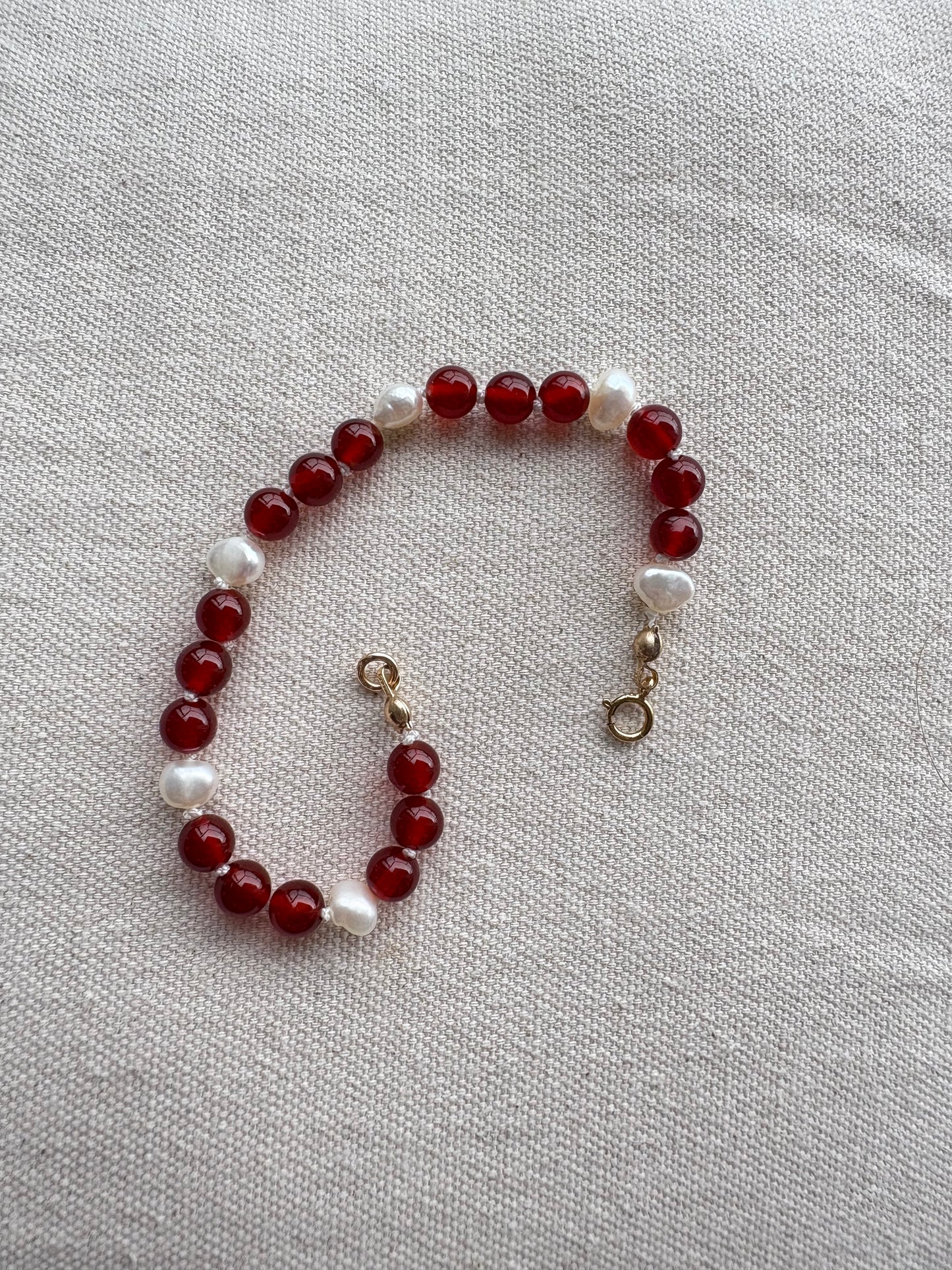 Red Carnelian & Pearl Bracelet