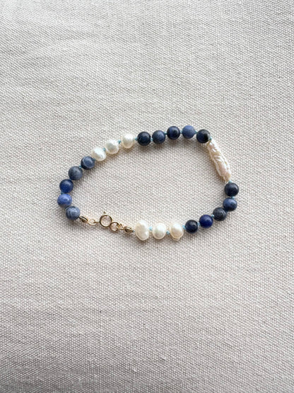 Blue Sodalite & Pearl Bracelet