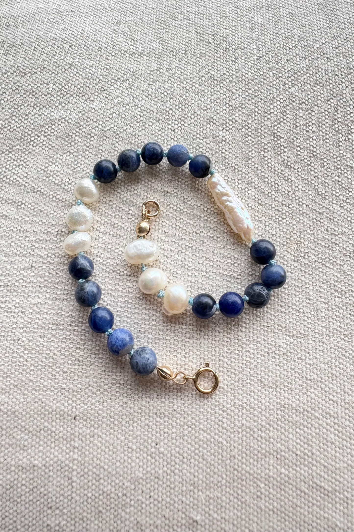 Blue Sodalite & Pearl Bracelet