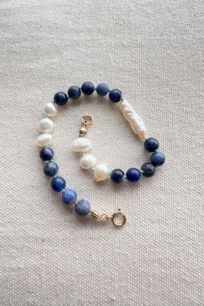 Blue Sodalite & Pearl Bracelet