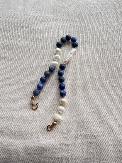 Blue Sodalite & Pearl Bracelet